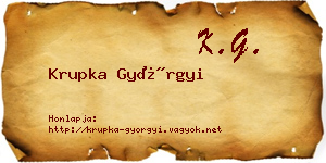 Krupka Györgyi névjegykártya